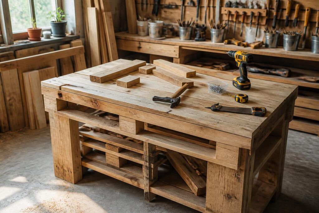 apprenez à construire un établi en bois pratique et économique en utilisant des palettes recyclées. guide étape par étape pour fabriquer votre propre établi soi-même.