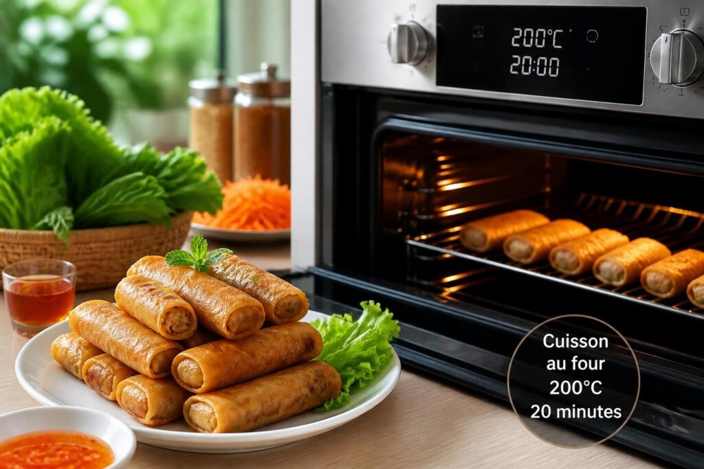 découvrez comment cuire vos nems au four parfaitement grâce à notre guide détaillant le temps et la méthode de cuisson idéals pour une texture croustillante et un goût savoureux.